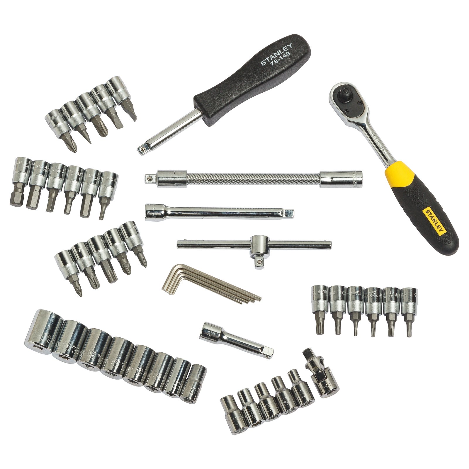 STANLEY STMT72794 1/4″ SQUARE DRIVE METRIC SOCKET SET WITH DOUBLE NICKEL CHROMIUM ALLOY (46-PIECES)
