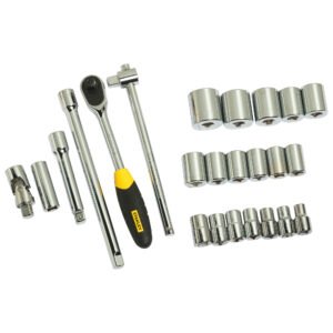 STANLEY STMT72795-8 1/2" 24-PIECE DOUBLE NICKEL CHROMIUM SQUARE METRIC 6-POINT SOCKETSET FOR HOME, DIY & PROFESSIONAL USE