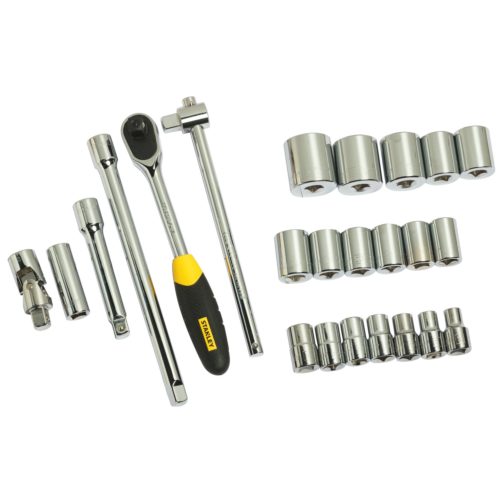 STANLEY STMT72795-8 1/2″ 24-PIECE DOUBLE NICKEL CHROMIUM SQUARE METRIC 6-POINT SOCKETSET FOR HOME, DIY & PROFESSIONAL USE