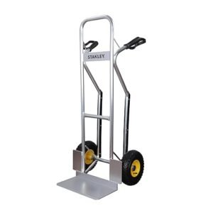 STANLEY SXWT-HT525 Aluminium Handtruck with 200kg Load Capacity, 10"(260mm) PU Wheels, Ergonomic Handle, Lightweight, Built-in Rear Guides for Easier Handling on Stairways, Dimensions: 48x51x118 cm