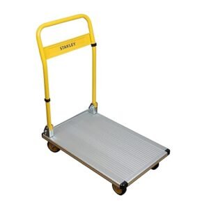 STANLEY SXWT-PC510 Industrial Platform Truck, 150kg Load Capacity, Portable Foldable Multi-Functional Dolly Push Cart with 360 Degree Swivel Wheels, Open Dimn: 74x47x90 cm, Folded Dimn: 74x47x25 cm