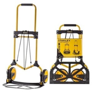 STANLEY SXWT- FT582 SP Folding Handtruck, 100kg Load Capacity, Adjustable TPR Grip Handle, 5" Durable Plastic Wheels, Easy to Use & Store, Open Dimn: 50x45x98 cm, Folded Dimn: 50x65x74 cm