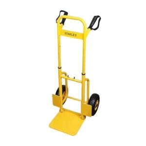 STANLEY SXWT-FT520 Steel Folding Handtruck,120kg Load Capacity,Ergonomic Handle with Knuckle Protection,10" Large Pneumatic Wheels,Foldable Base Plate,Open Dimn: 52x48x113 cm,Folded Dimn: 28x48x80 cm