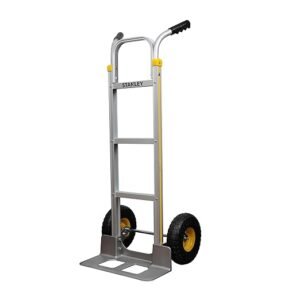 STANLEY SXWT-HT513 Aluminium Handtruck, 200kg Load Capacity, 10.2"(260mm) Pneumatic Wheels, for Industrial Use in Factories, Warehouses, Retail Stores & Professional Movers, Dimensions: 51x47x1233 cm